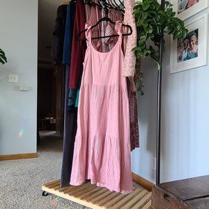 Aemi + Co 'Emma' Pink Midi Ruffle Dress | Romantic Blush | Size M